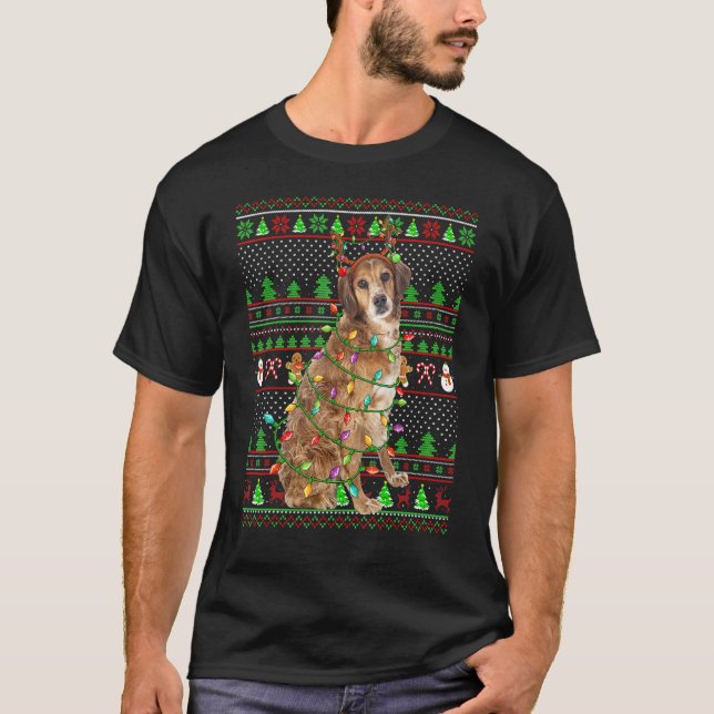 Ugly Xmas Sweater Style  Brittany Spaniel Dog Chri T Shirt (Framsida)