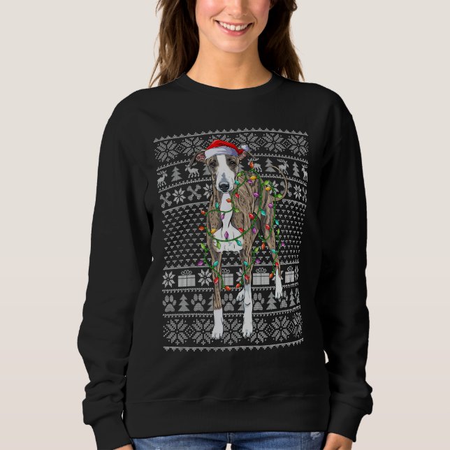 Ugly Xmas Sweater Style Italian Greyhound Dog Chri T Shirt (Framsida)