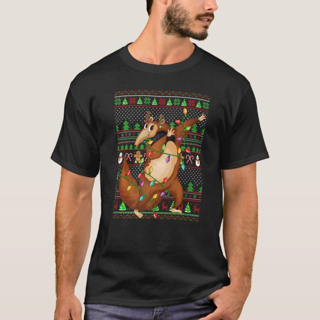 Ugly Xmas Sweater Style Lighting Anteater Christma T Shirt (Framsida)
