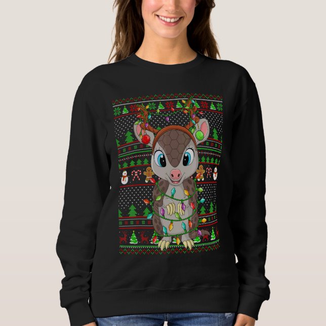 Ugly Xmas Sweater Style Lighting Armadillo Christm T Shirt (Framsida)
