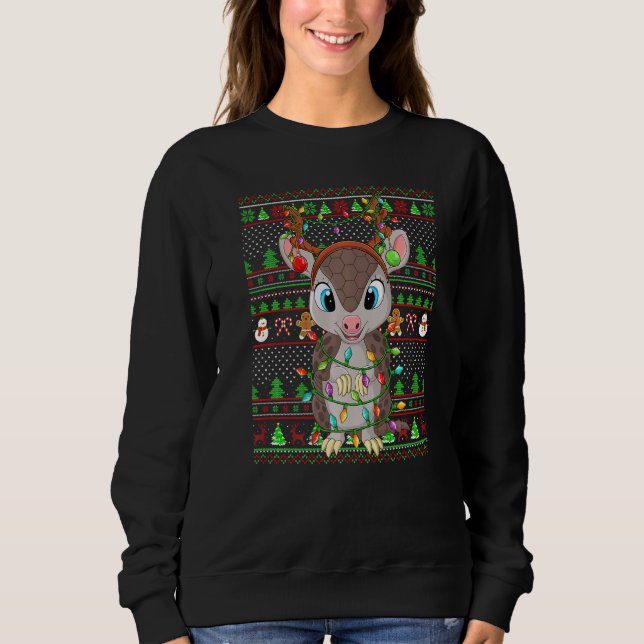 Ugly Xmas Sweater Style Lighting Armadillo Christm T Shirt (Framsida)