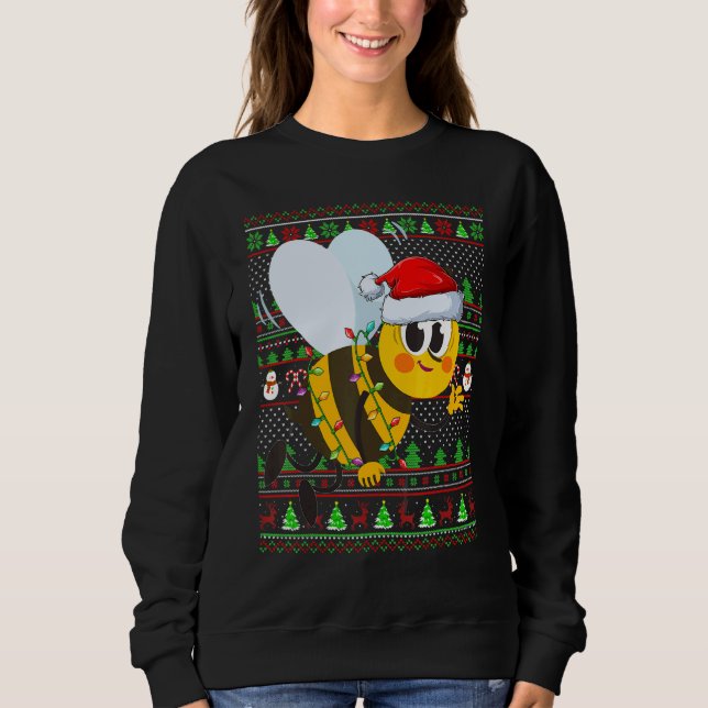 Ugly Xmas Sweater Style Lighting Bee Christmas T Shirt (Framsida)