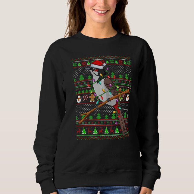 Ugly Xmas Sweater Style Lighting Bulbul Bird Chris T Shirt (Framsida)
