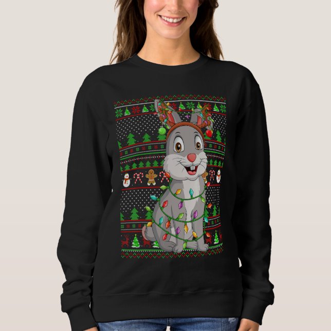 Ugly Xmas Sweater Style Lighting Bunny Christmas T Shirt (Framsida)