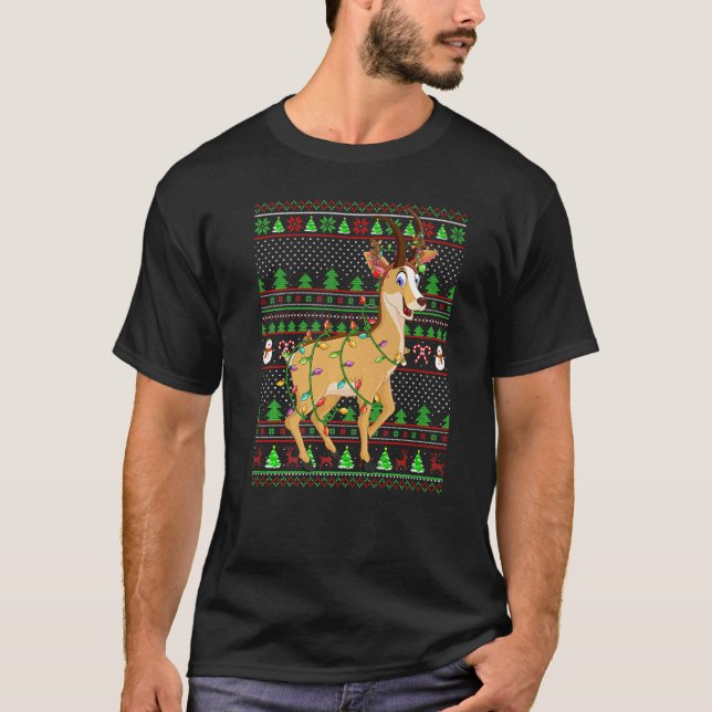Ugly Xmas Sweater Style Lighting Chamois Christmas T Shirt (Framsida)