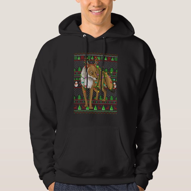 Ugly Xmas Sweater Style Lighting Coyote Christmas Hoodie (Framsida)