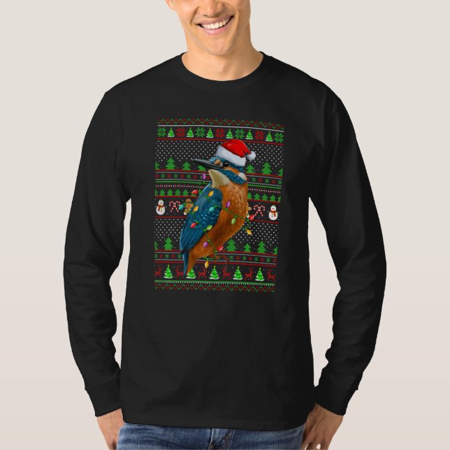 Ugly Xmas Sweater Style Lighting Kingfisher Bird C T Shirt (Framsida)