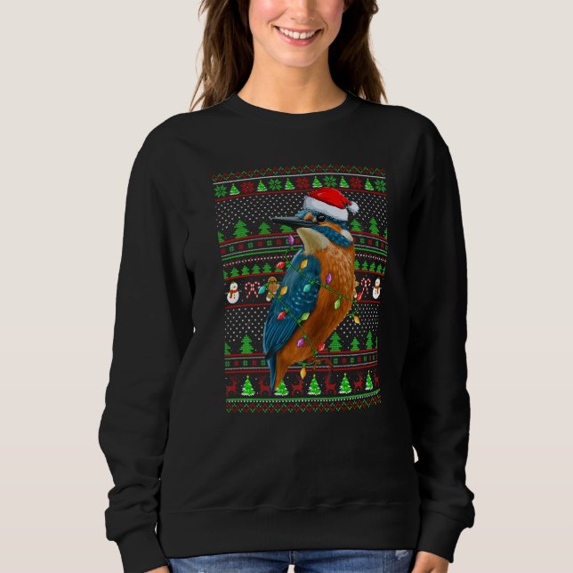Ugly Xmas Sweater Style Lighting Kingfisher Bird C T Shirt (Framsida)