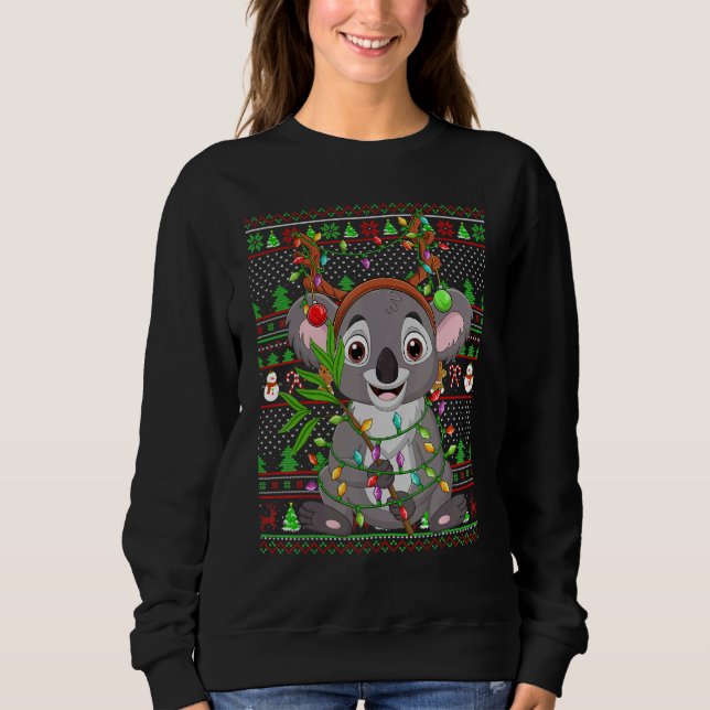 Ugly Xmas Sweater Style Lighting Koala Christmas T Shirt (Framsida)