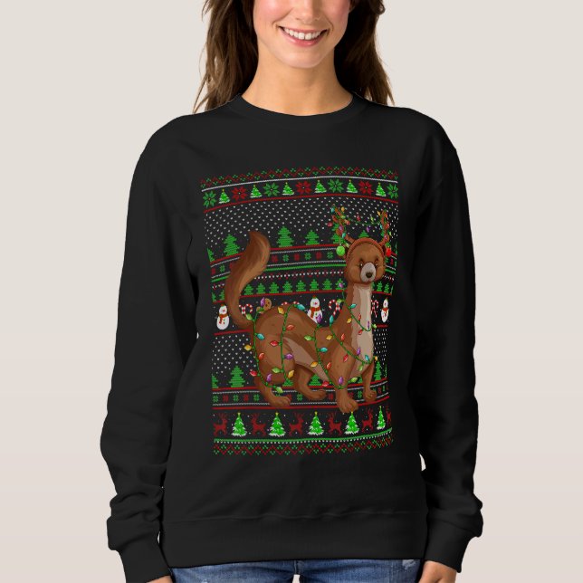 Ugly Xmas Sweater Style Lighting Mongoose Christma T Shirt (Framsida)