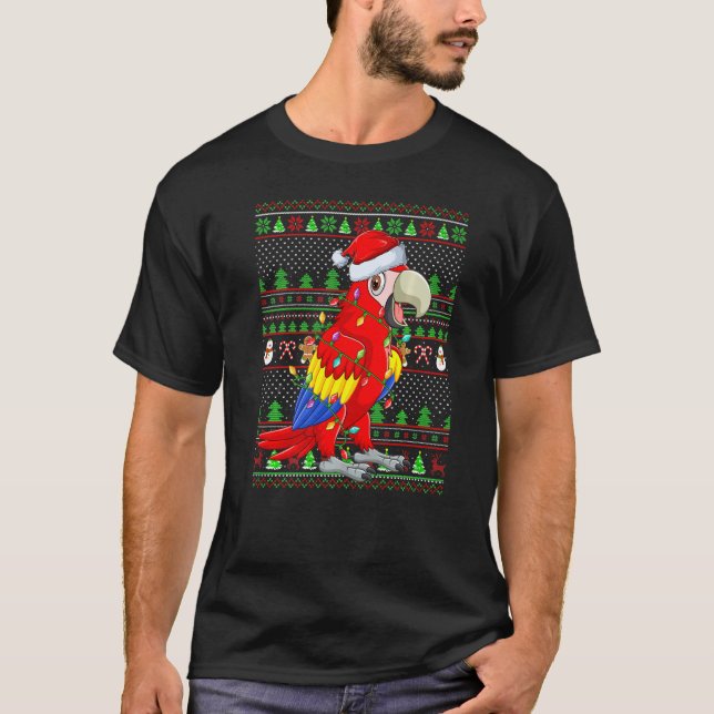 Ugly Xmas Sweater Style Lighting Parrot Bird Chris T Shirt (Framsida)