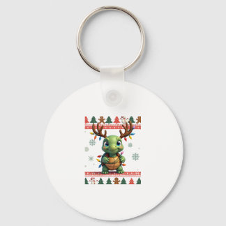 Ugly Xmas Sweater Style Lighting Turtle Christmas  Nyckelring