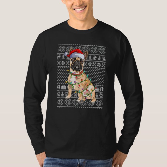 Ugly Xmas Sweater Style Santa French Bulldog Chris T Shirt (Framsida)