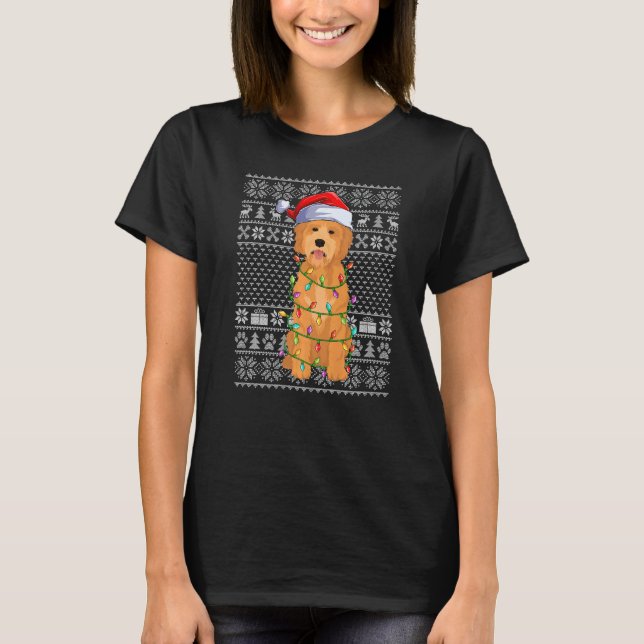 Ugly Xmas Sweater Style Santa Goldendoodle Dog Chr T Shirt (Framsida)