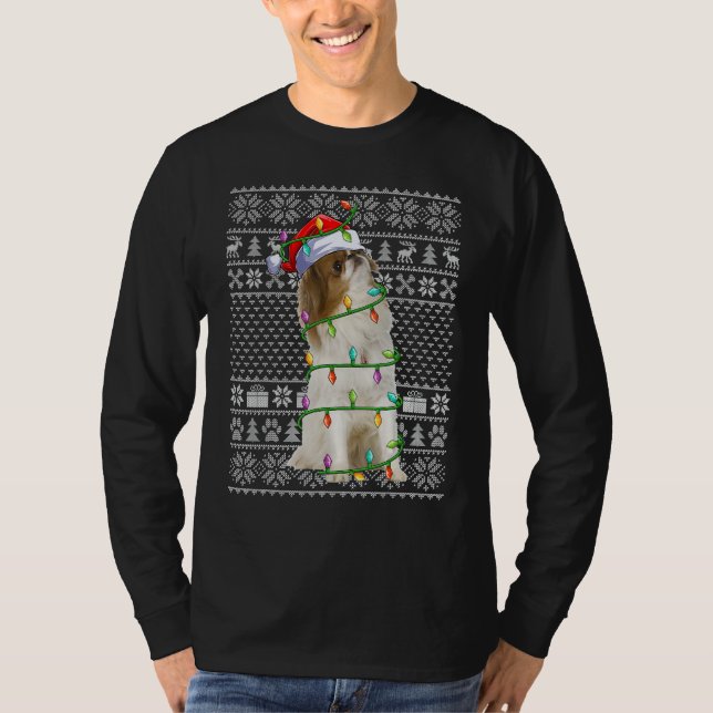 Ugly Xmas Sweater Style Santa Japanese Chin Dog Ch T Shirt (Framsida)