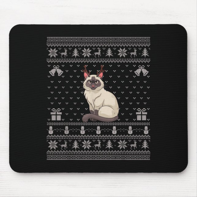 Ugly Xmas Sweater Style Siamese Cat Reindeer Chris Musmatta (Framsidan)
