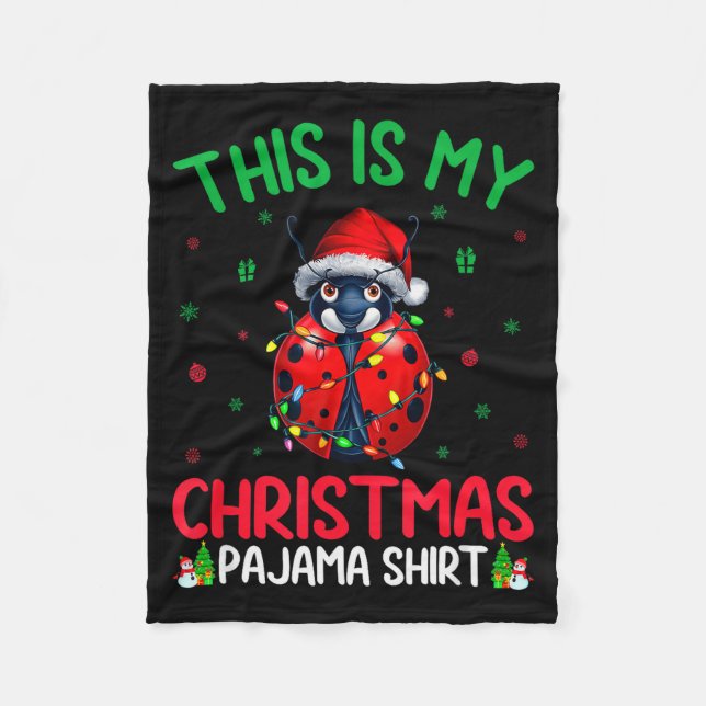 Ugly Xmas Tree Lights Santa Ladybug Christmas Paja Fleecefilt (Framsidan)