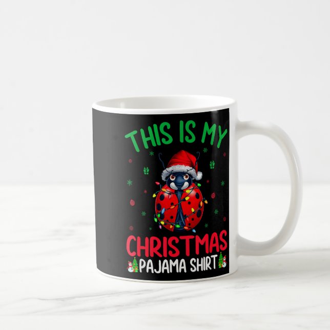 Ugly Xmas Tree Lights Santa Ladybug Christmas Paja Kaffemugg (Höger)