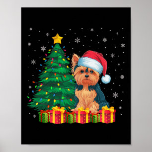 Ugly Yorkie Santa Hat jul Ljus Hund älskare X Poster