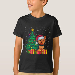 Ugly Yorkshire Terrier Santa Hat jul Ljus T Shirt