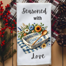 Ugnad med Kärlek-Blommigt-handduk för lantbruksanl Kökshandduk