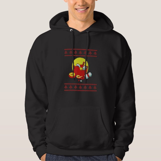 Ugt jul Knitting Sticka Basket, ugn jul Hoodie (Framsida)