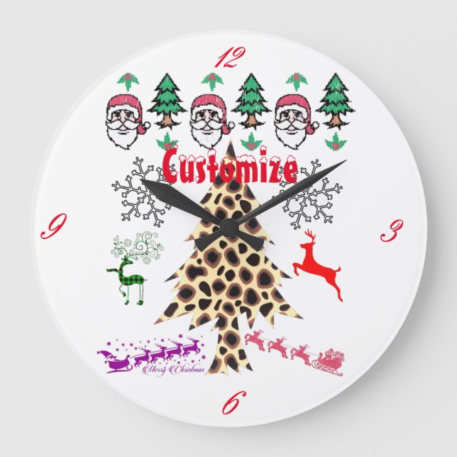 Ugt jul Slumpmässig Mishmash Thunder_Cove Stor Klocka (Framsida)