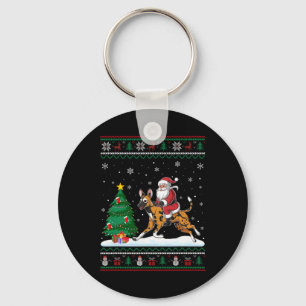 Ugt Julgran Ljus Santa Riding African Wi Nyckelring