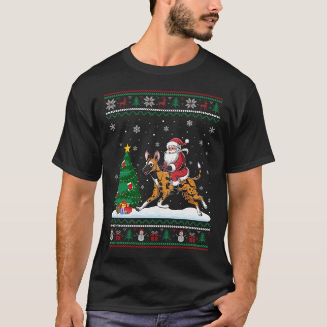 Ugt Julgran Ljus Santa Riding African Wi T Shirt (Framsida)