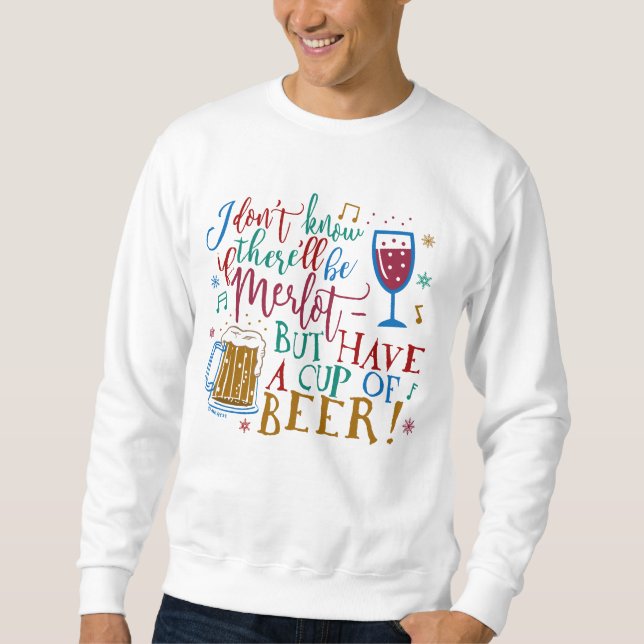Ugt julsötare Merlot Vin Beer Humor Långärmad Tröja (Framsida)