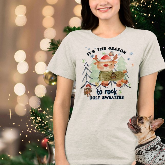 Ugt sötare Cute Hjort T Shirt (Ugly Sweater Cute Deer )