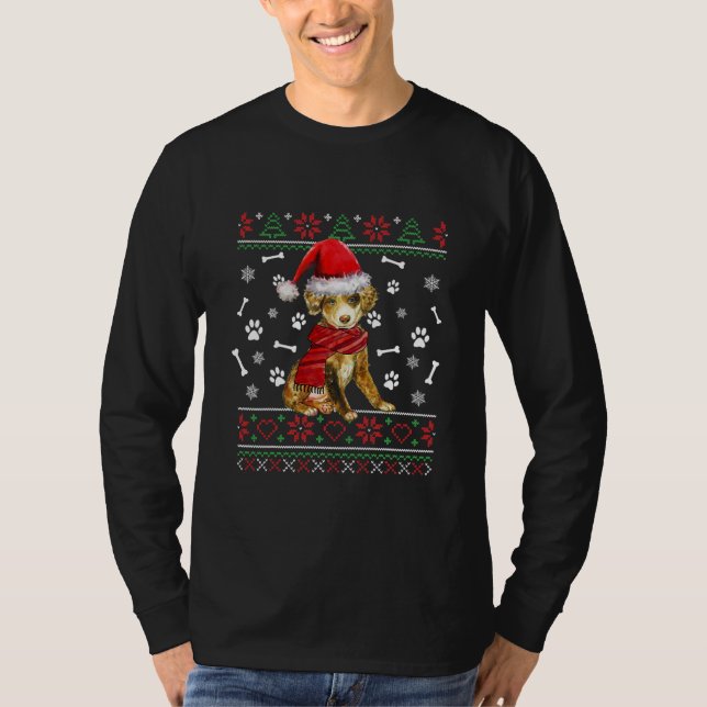 Ugt sötare jul Australian shepherd Hund T Shirt (Framsida)