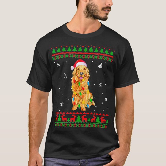 Ugt sötare jul Ljus Golden Retriever Hund T Shirt (Framsida)