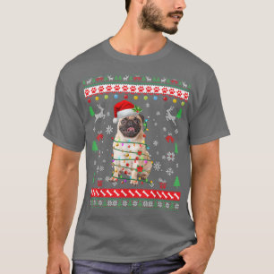 Ugt sötare jul Ljus Pug Hund älskare T Shirt