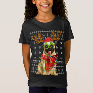 Ugt Sötare jul Ljus Pug Hund Puppy Älskare T Shirt