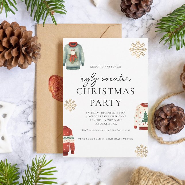 Ugt sötare jul Party Guld Snowflake Inbjudningar (Skapare uppladdad)