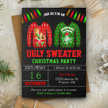 Ugt sötare jul Party Inbjudningar<br><div class="desc">Inbjudan dina gäster med den här roliga, fula tröjan-festinbjudan med modern typografi och roliga jultröjor mot en bakgrund av en schalkboard. Lägg bara till din händelseinformation i den här mallen som är enkel att använda för att göra den till en inbjudan av typen en. Vänd kortet över för att visa...</div>