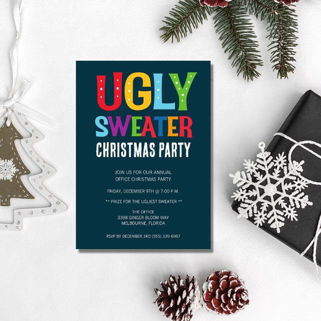 Ugt sötare jul Party Inbjudningar (Ugly Sweater Christmas Party Invitation)