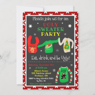 Ugt sweater christmas-inbjudan Sweater party Inbjudningar