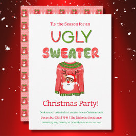 Ugt Sweater Funny Reindeer jul Party Inbjudningar