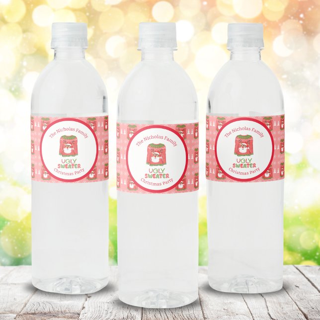 Ugt Sweater Funny Reindeer jul Party Vattenflaskor Etikett (Skapare uppladdad)
