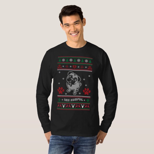 Ugt Sweater jul Pug Hund Tröja (Hel framsida)