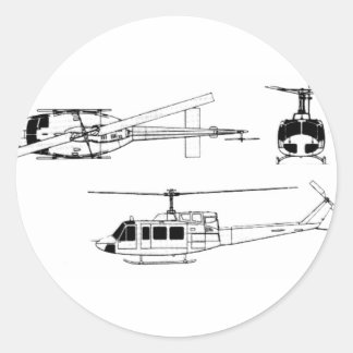 UH1 Huey Blueprint (Iriquis) Runt Klistermärke