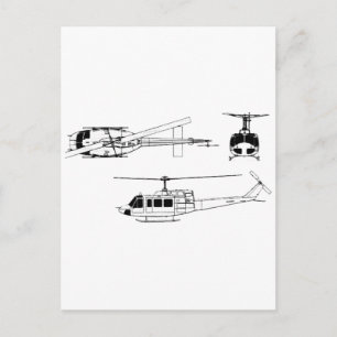 UH1 Huey Blueprint (Iriquis) Vykort