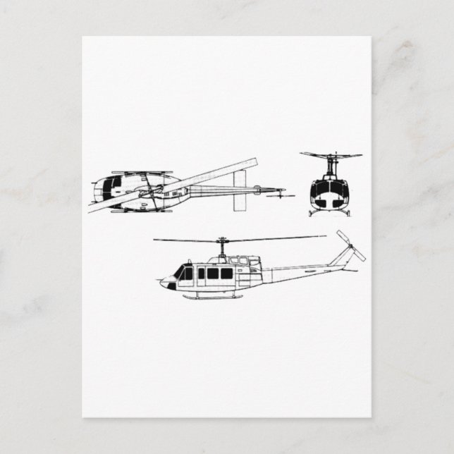 UH1 Huey Blueprint (Iriquis) Vykort (Framsida)