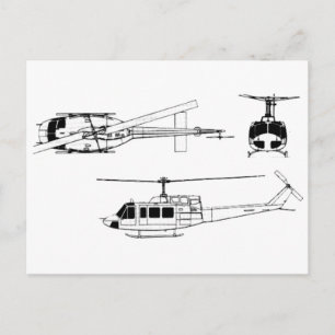 UH1 Huey Blueprint (Iriquis) Vykort