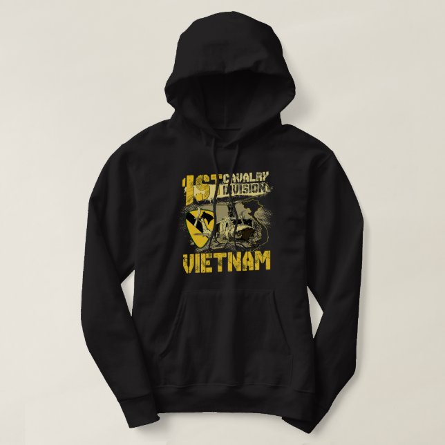 Uh1 Huey Helicopter 1st Cavalry Division Vietnam V Hoodie (Design framsida)