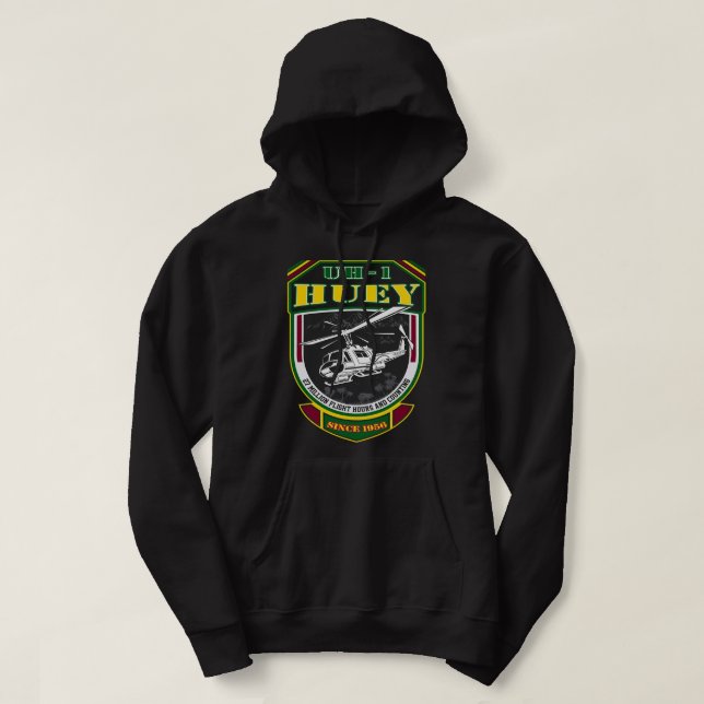 UH1 Huey sedan 1956 Vietnam Veteran Pilot 334 Hoodie (Design framsida)