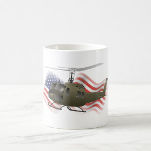 UH-1 Huey Helicopter med US Flagga Kaffemugg
