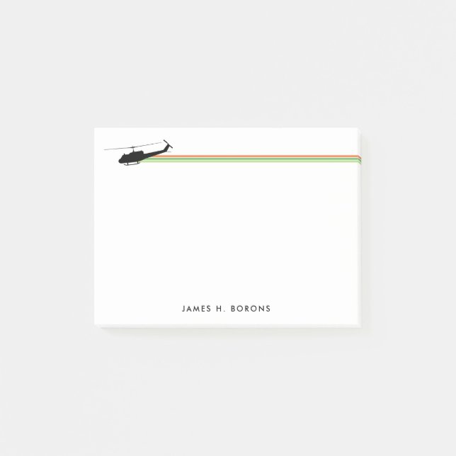 UH-1 Huey Helicopter Stripe Anpassa Anteckningsblo Post-it Block (Framsida)